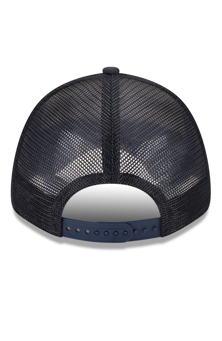 New Era Men's New Era White/Navy Detroit Tigers Team Stripe Trucker 9FORTY Snapback Hat, Alternate, color, 