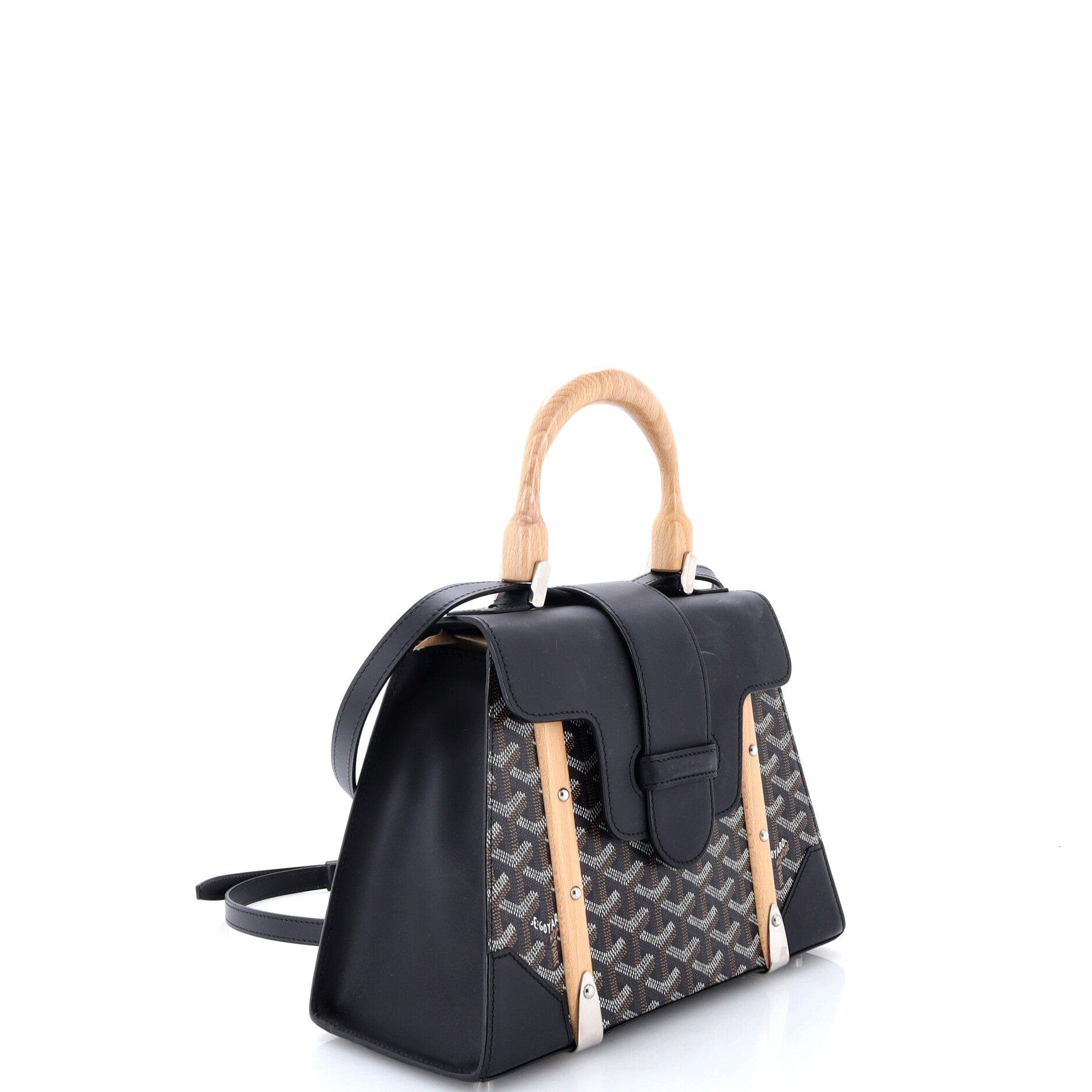 Saigon Top Handle Bag Coated Canvas with Leather PM, Alternate, color, Black
