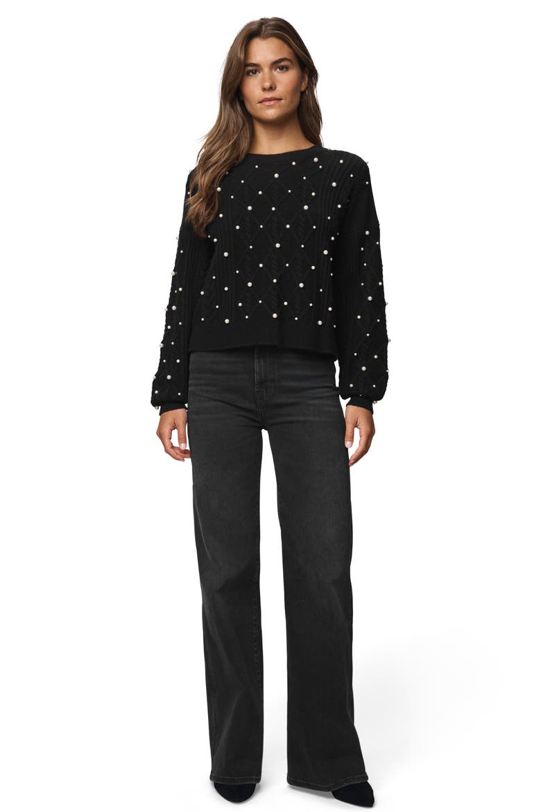 Demi Pearly Bead Sweater, Alternate, color, BLACK