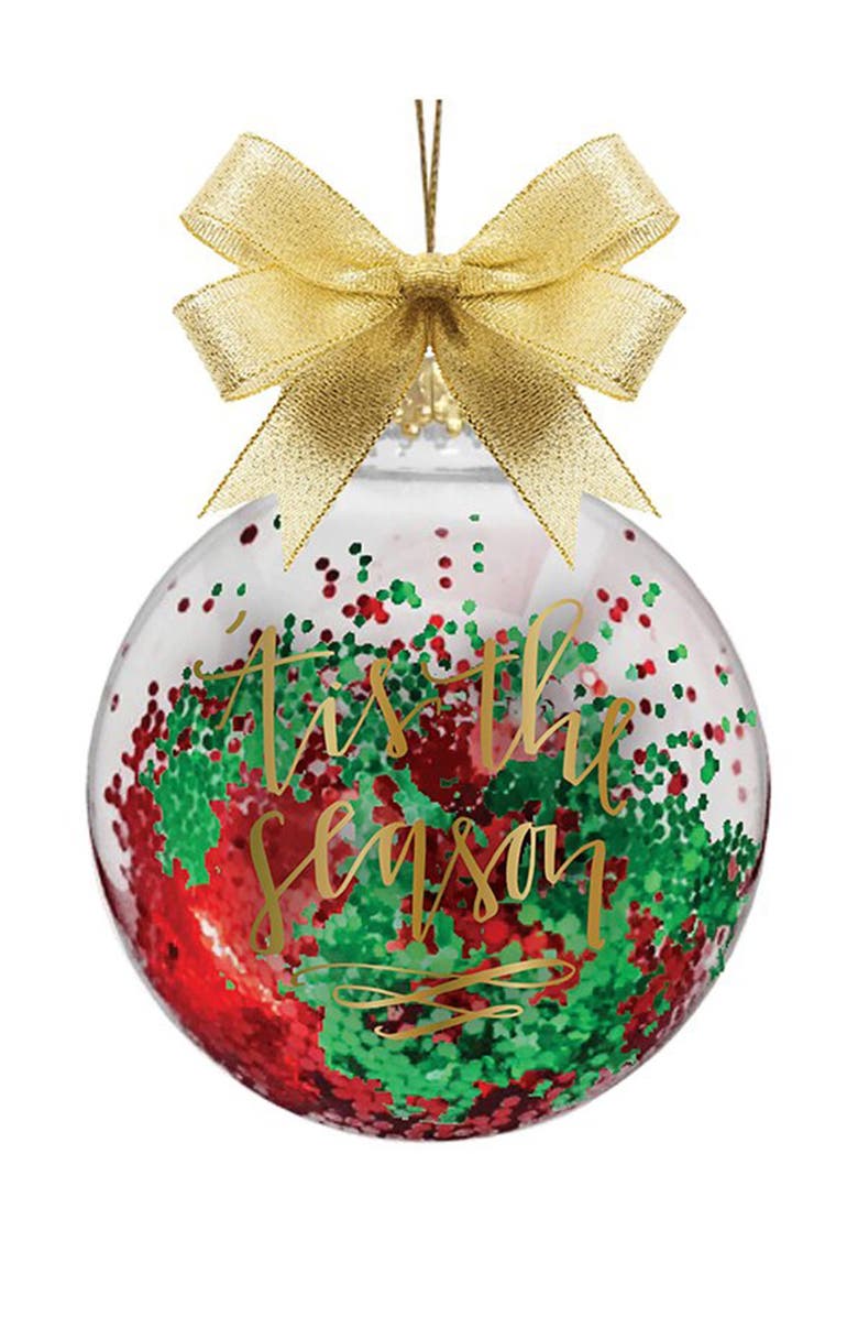 Slant Collections "'Tis The Season" Novelty Glass Ornament, Main, color,