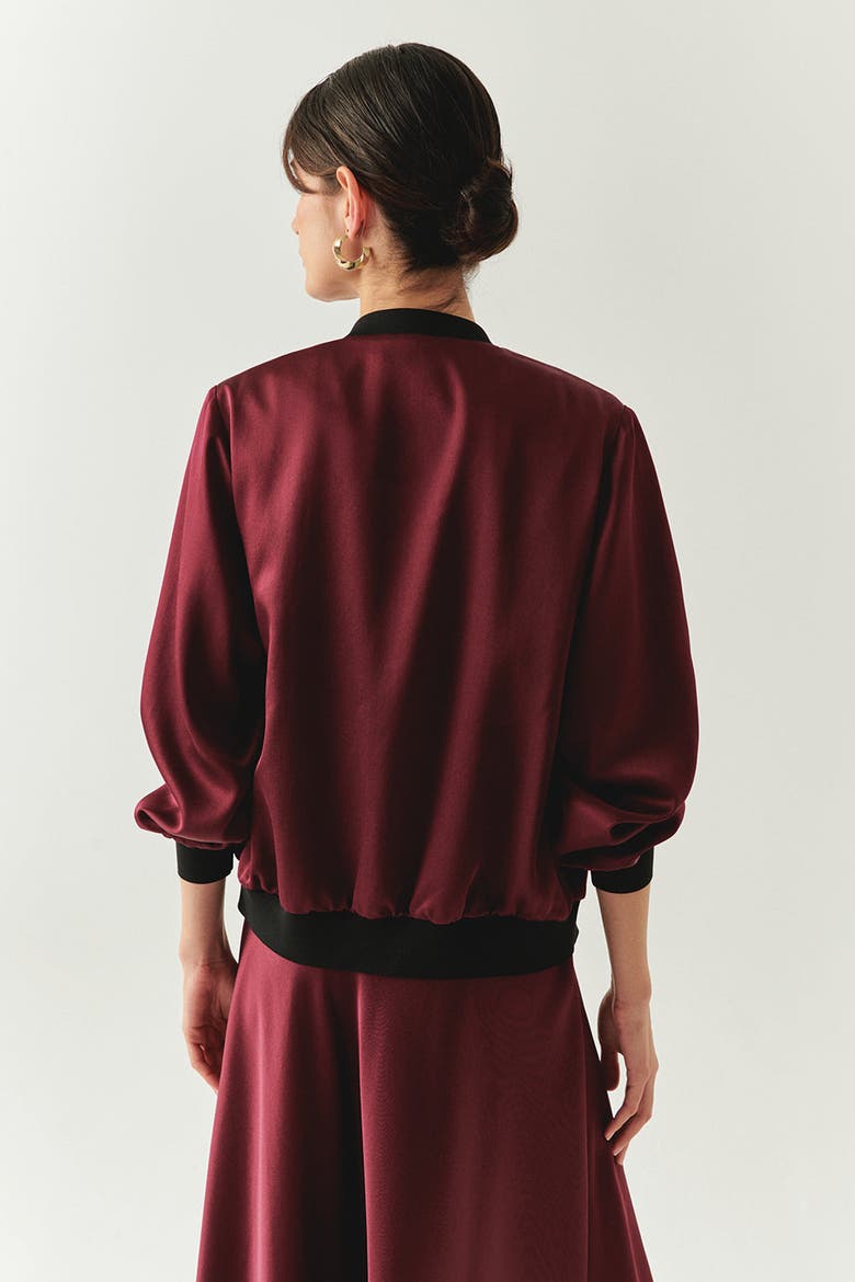 Lacey Bomber Jacket, Alternate, color, BURGUNDY