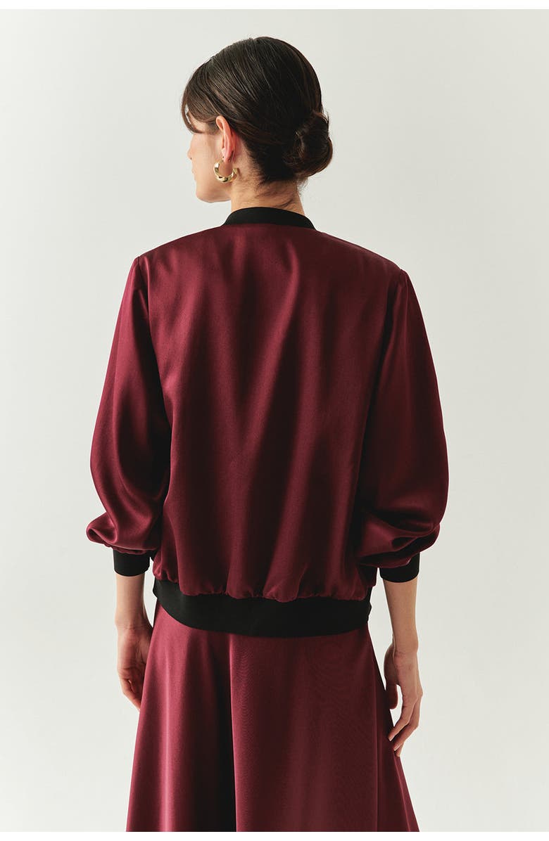 Exquise Lacey Bomber Jacket, Alternate, color, Burgundy