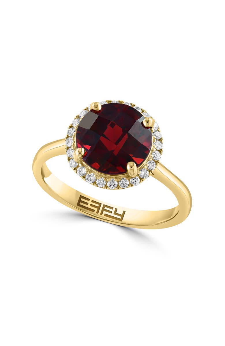 EFFY 14K Yellow Gold Garnet & Diamond Ring, Main, color, Red