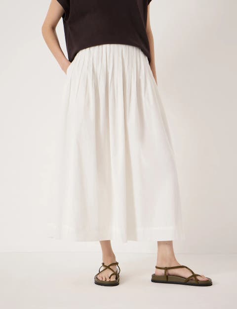 Maddie Pleated Cotton Voile Midi Skirt