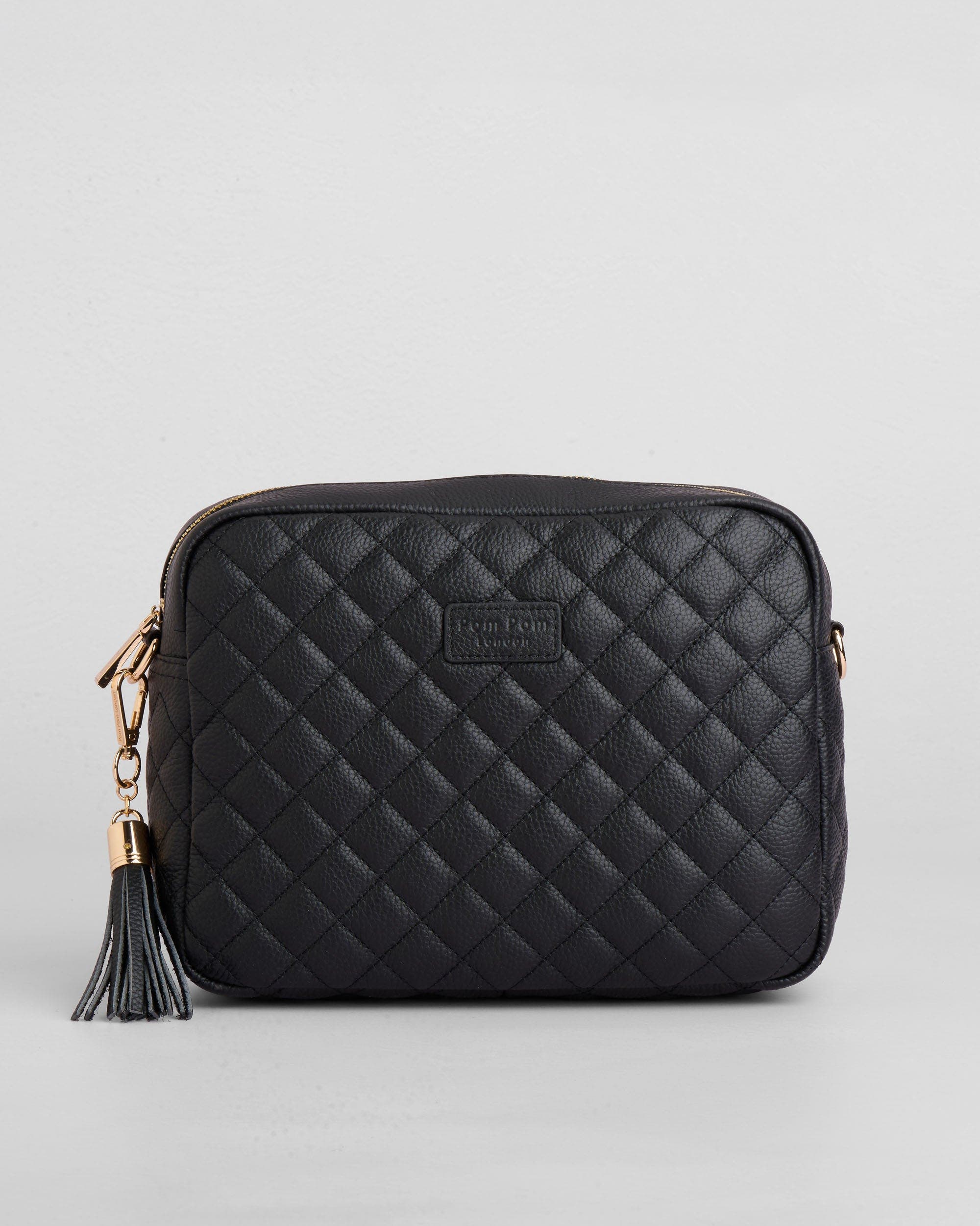 Pom Pom London City Plus Crossbody Bag, Main, color, Black Quilted