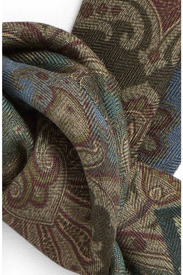 Jardin Paisley Cashmere & Silk Neckerchief, Alternate, color, GREEN MULTI