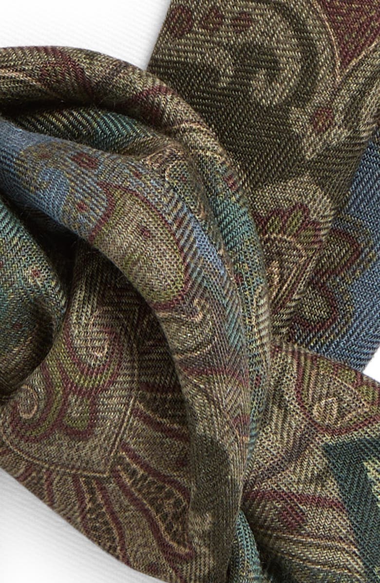 Ralph Lauren Purple Label Jardin Paisley Cashmere & Silk Neckerchief, Alternate, color, Green Multi