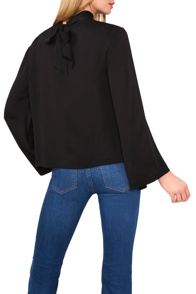 Flowy Long Sleeve Georgette Top, Alternate, color, RICH BLACK