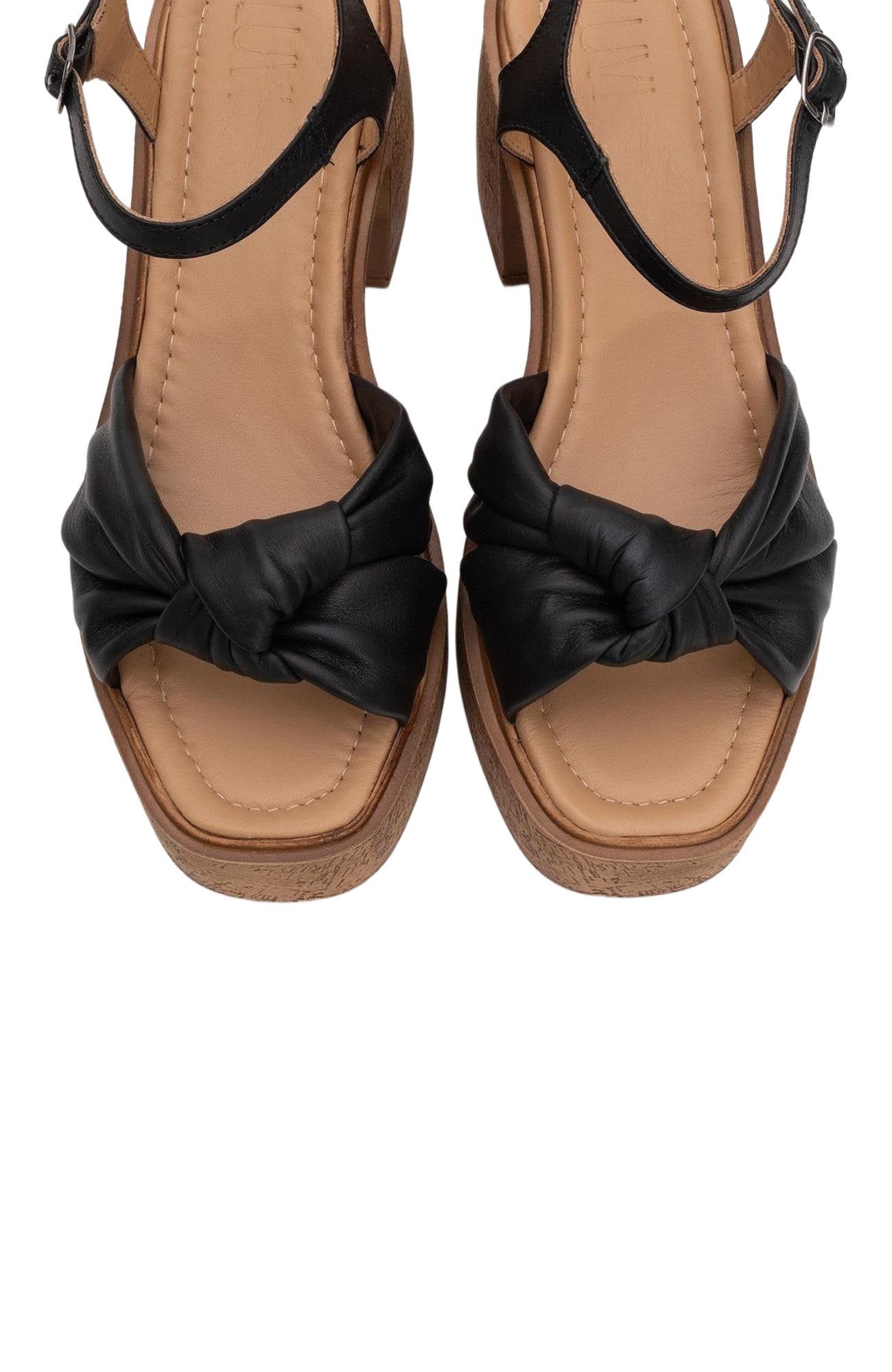 Forever & Always Shoes Tily Platform Wedge Leather Sandal, Alternate, color, Black Leather