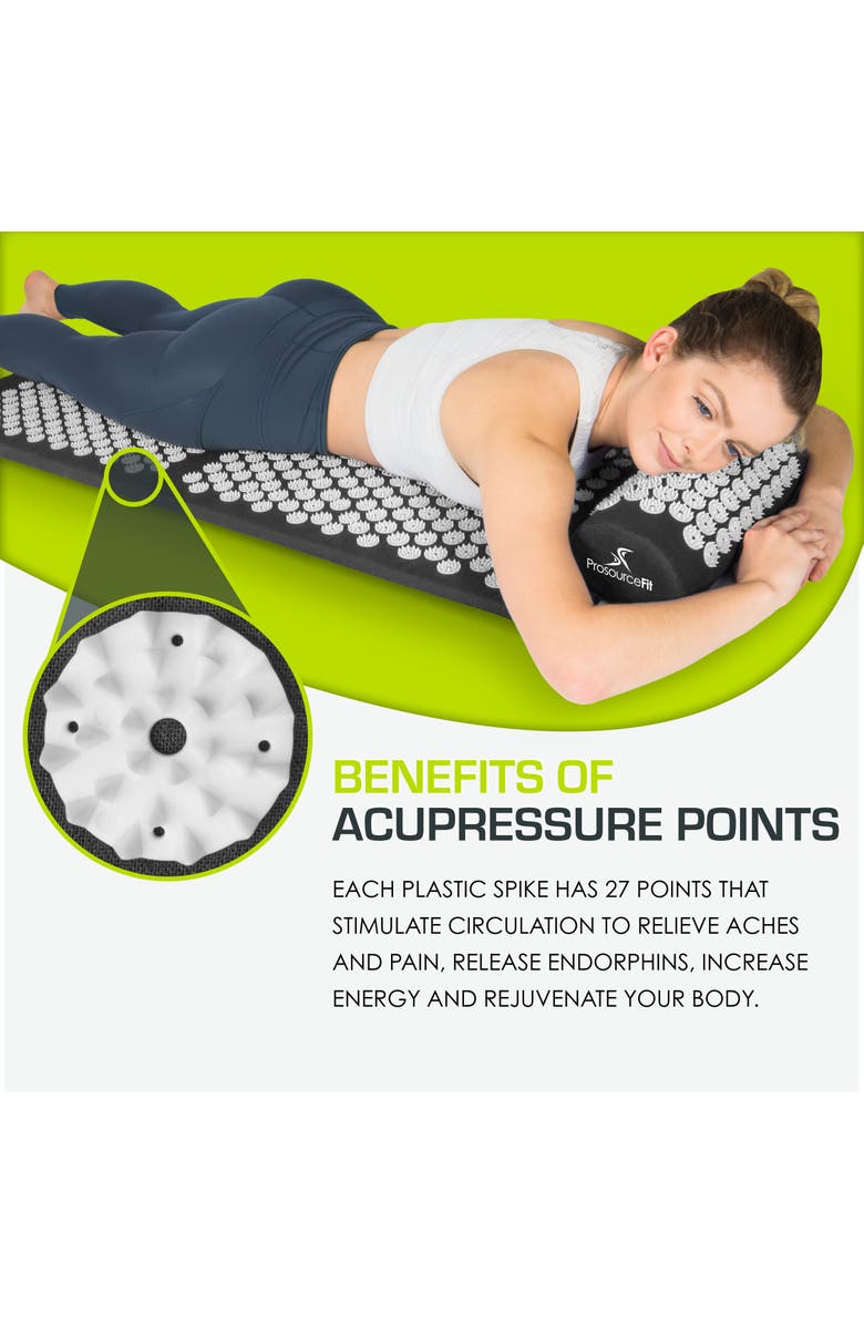 ProsourceFit Full Body Acupressure Mat and Pillow Set, Alternate, color, Black
