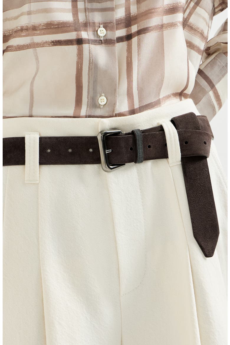 Suede belt with monili, Alternate, color, Brown