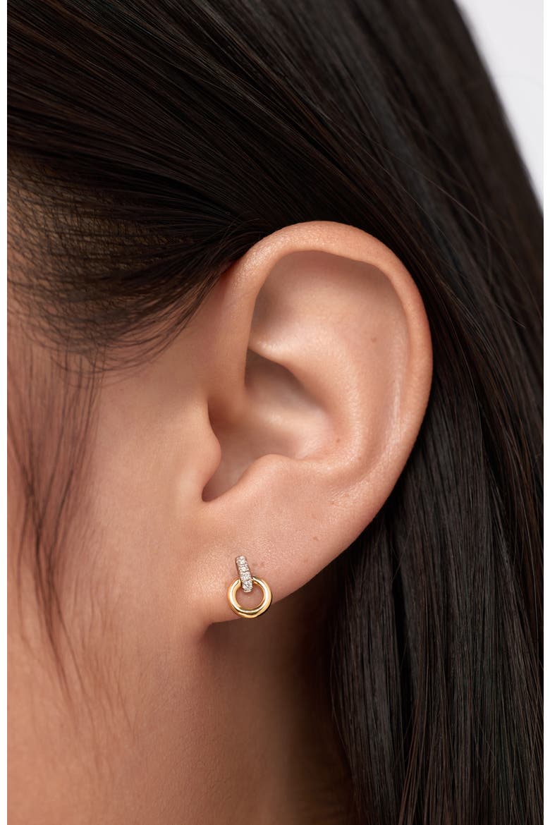Solid Yellow Gold - Diamond Links Studs, Alternate, color, Two Tone