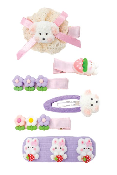 Puppy & Bunny Garden Hair Clip Set of 6
