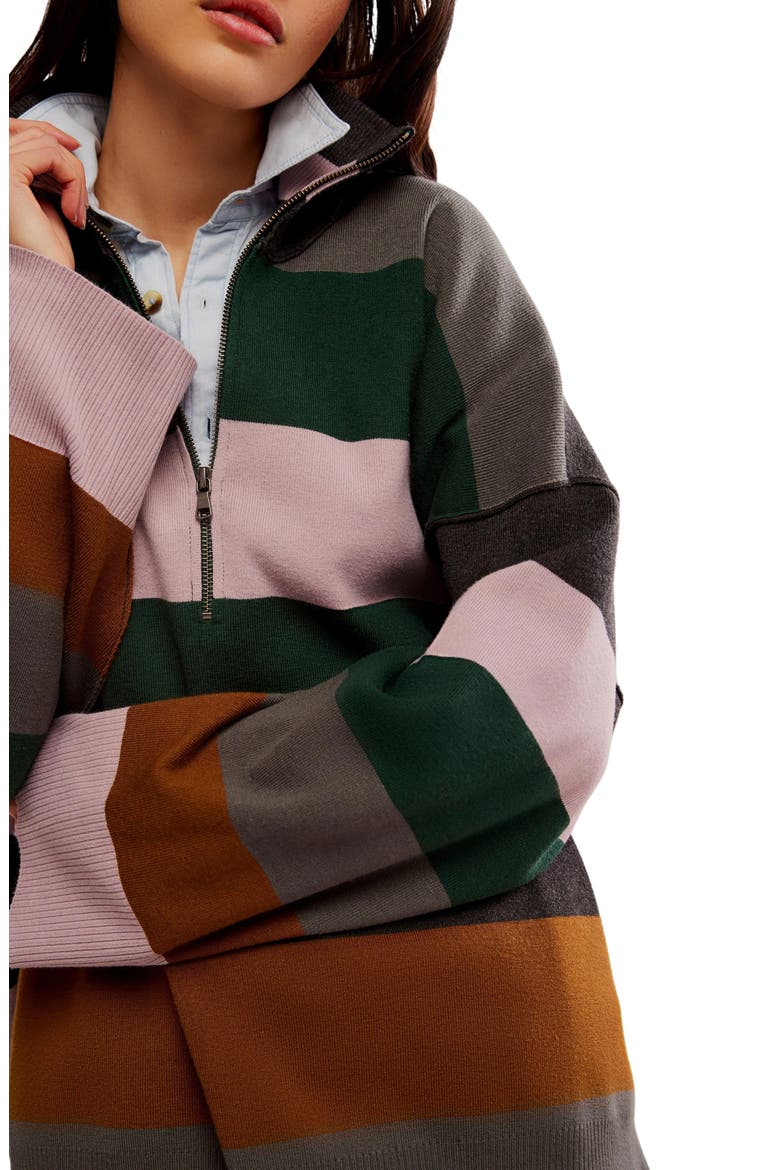 Coastal Stripe Half-Zip Pullover, Alternate, color, PINE GROVE COMBO