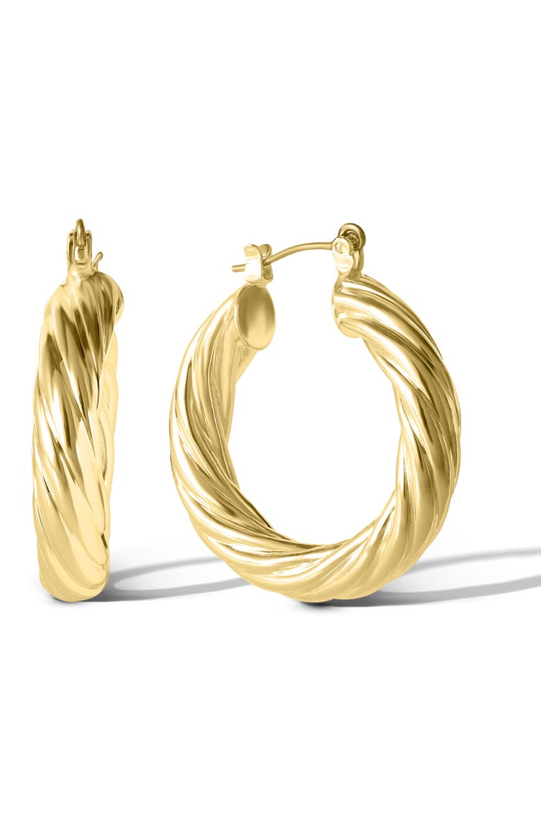Jessica Simpson Women's Thick Twisted Hoop Earrings, Gold-Tone Small Hoop Earrings, Main, color, 
