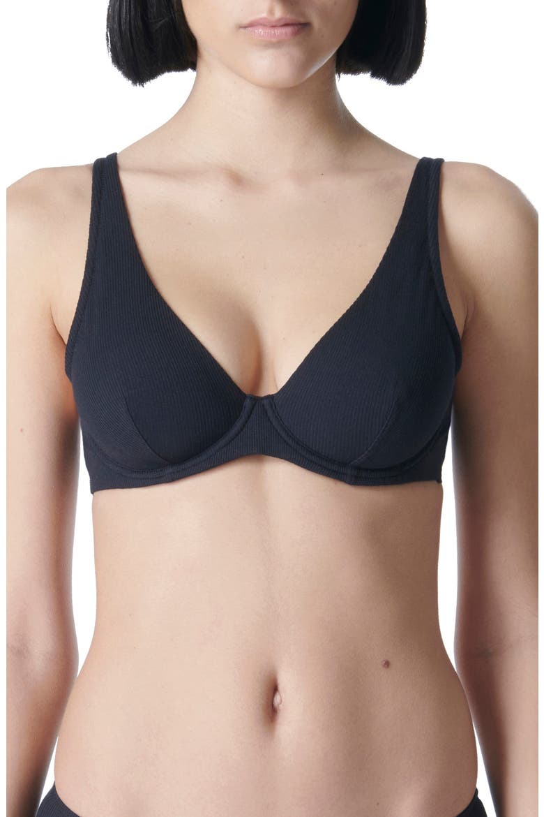 Eugenie Plunge Underwire Bra, Main, color, BLACK