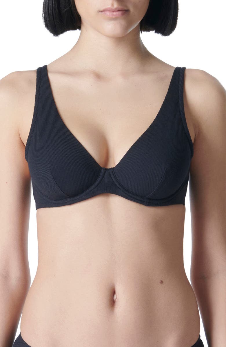 Simone Perele Eugenie Plunge Underwire Bra, Main, color, Black