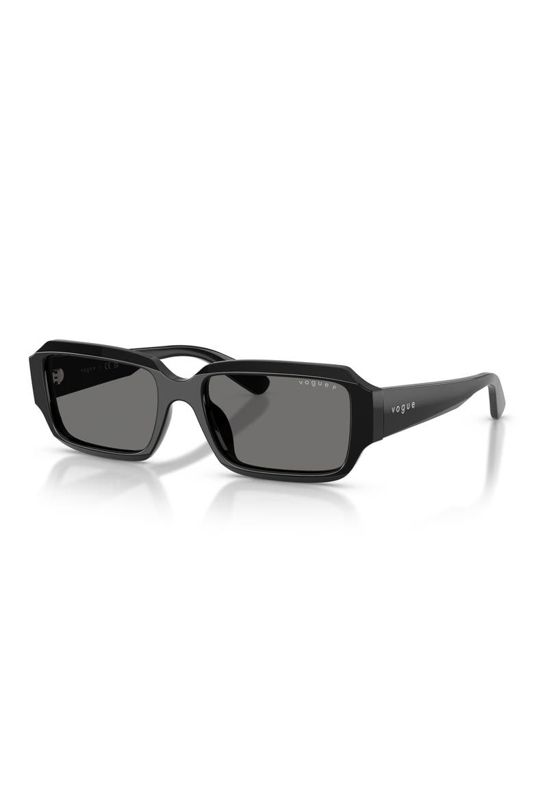 54mm Polarized Rectangle Sunglasses, Alternate, color, BLACK / DARK GREY POLAR