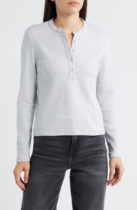 Long Sleeve Stretch Cotton Henley