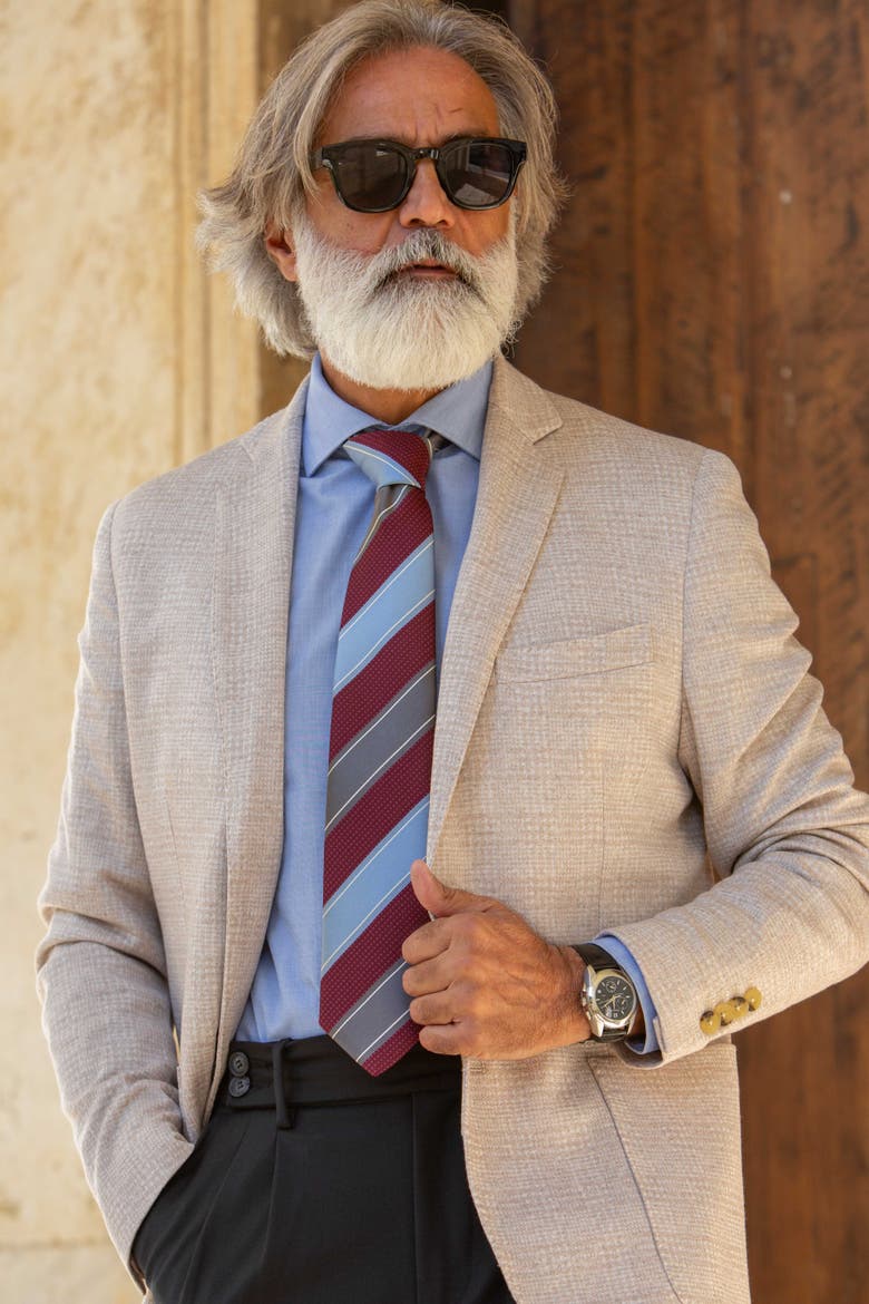 Ferrari - Silk Jacquard Tie for Men, Alternate, color, Burgundy Grey and Blue