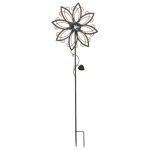 50.25 Inch Black Spring Floral Impressions Yardstake Decorative Metal Garden Stake for Spring Decor