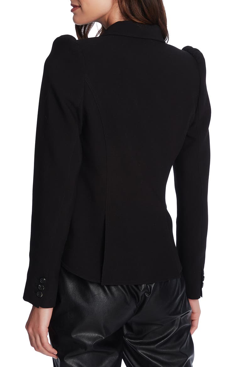 Puff Sleeve Blazer, Alternate, color, RICH BLACK