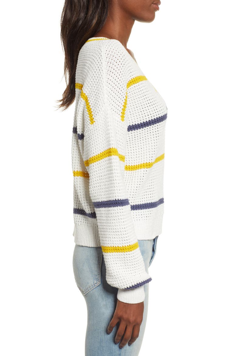 Stripe Cotton Thermal Sweater, Alternate, color, IVORY SEA STRIPE