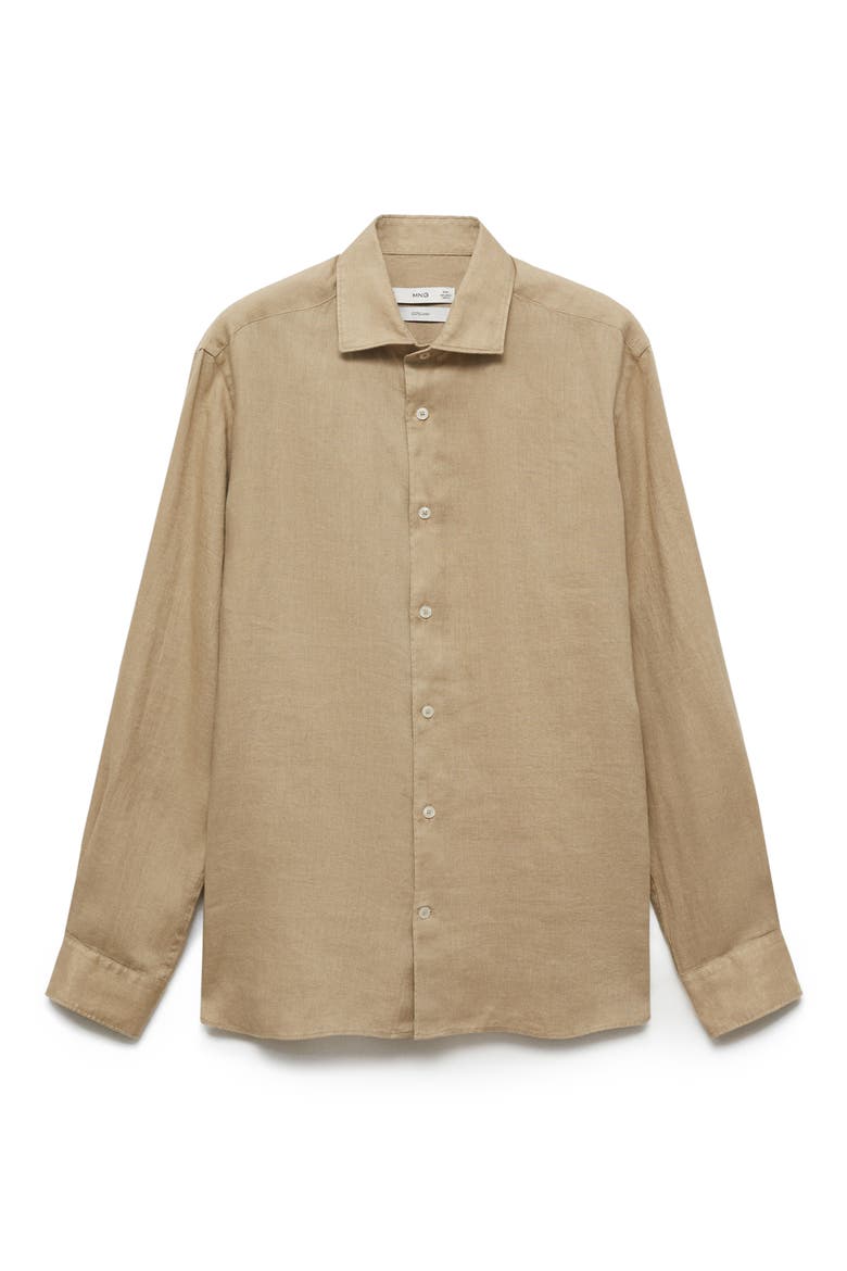 Slim Fit Linen Button-Up Shirt, Alternate, color, BEIGE
