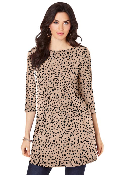 Plus Size Cotton Ultimate Boatneck Tunic With Side Slits