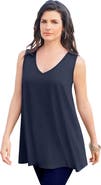 Roaman's Plus Size Cotton Ultimate Swing Tank Top