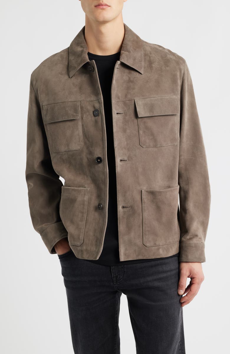 FRAME Suede Chore Coat, Main, color, Light Taupe
