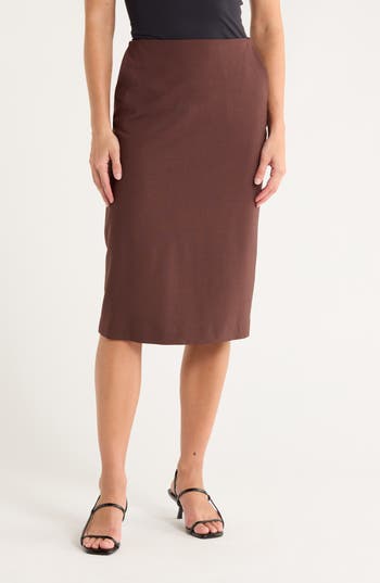 Theory Sevo High Waist Wool Blend Pencil Skirt In Brown