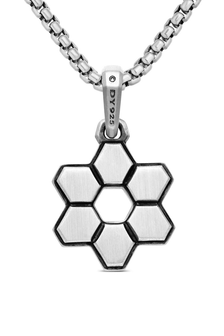 Deco Star of David Pendant with Pavé Black Diamonds, Alternate, color, SILVER/ BLACK DIAMOND