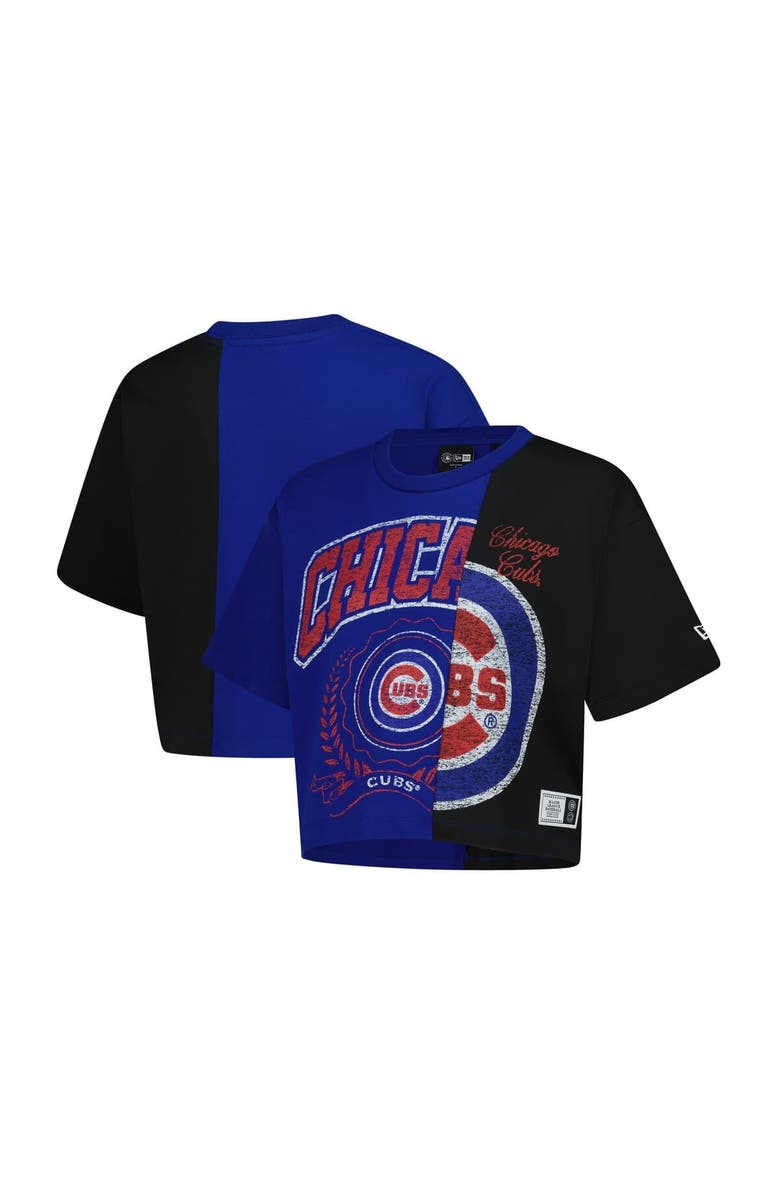 New Era Women's New Era Royal Chicago Cubs Upcycled Colorblocked Boxy Cropped T-Shirt, Main, color, Royal