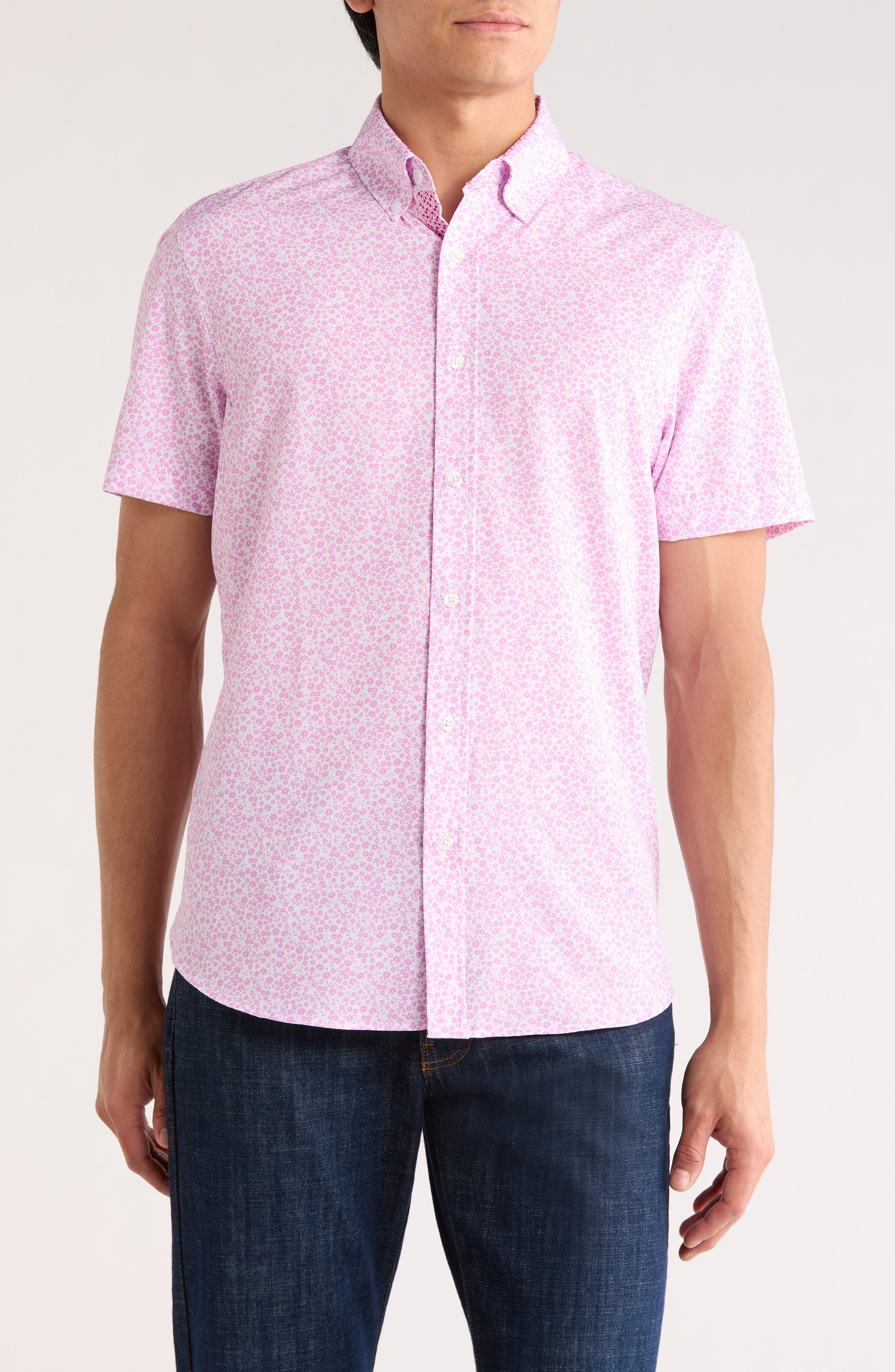 CONSTRUCT Floral Short Sleeve Woven Button-Down Shirt