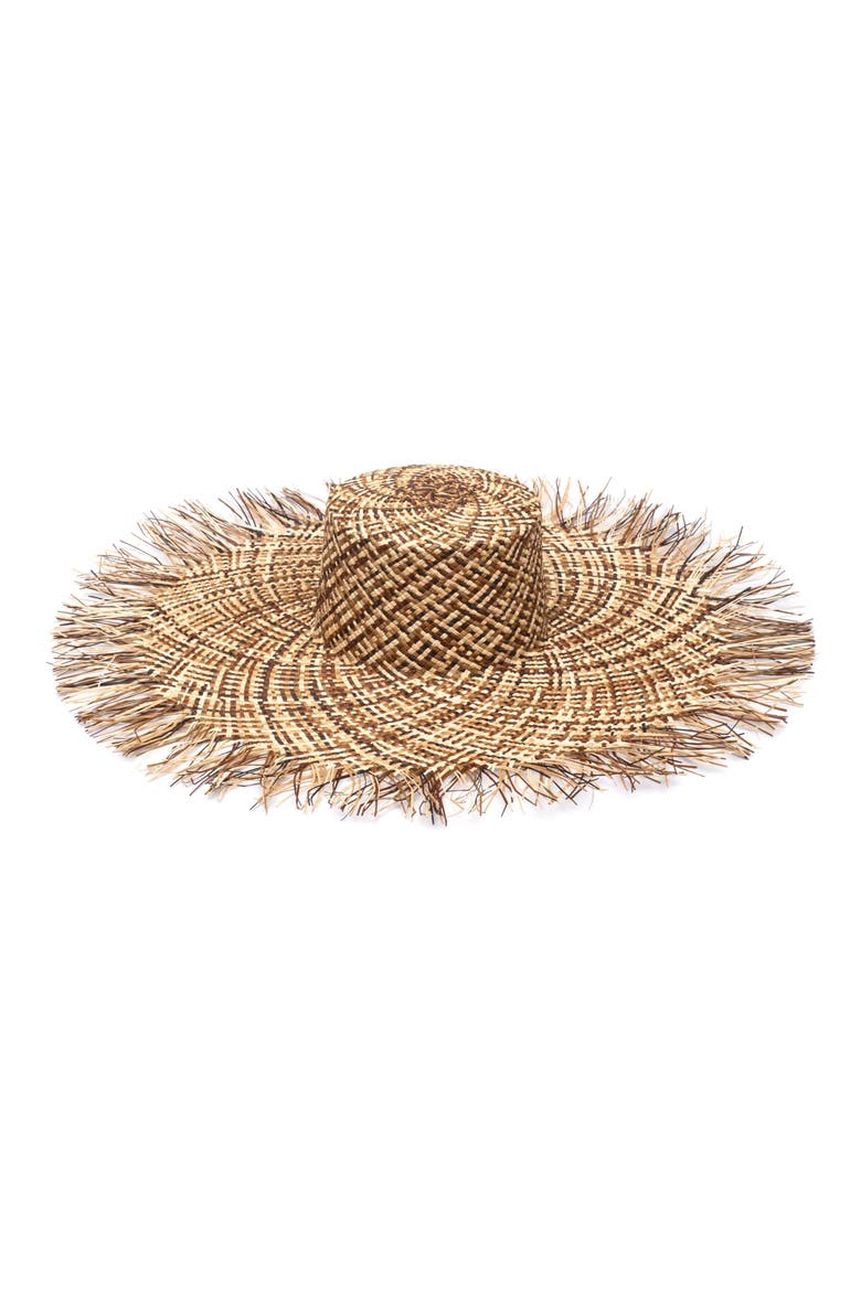 Valentina Wide Brim Straw Sun Hat, Main, color, BROWN/ MULTI