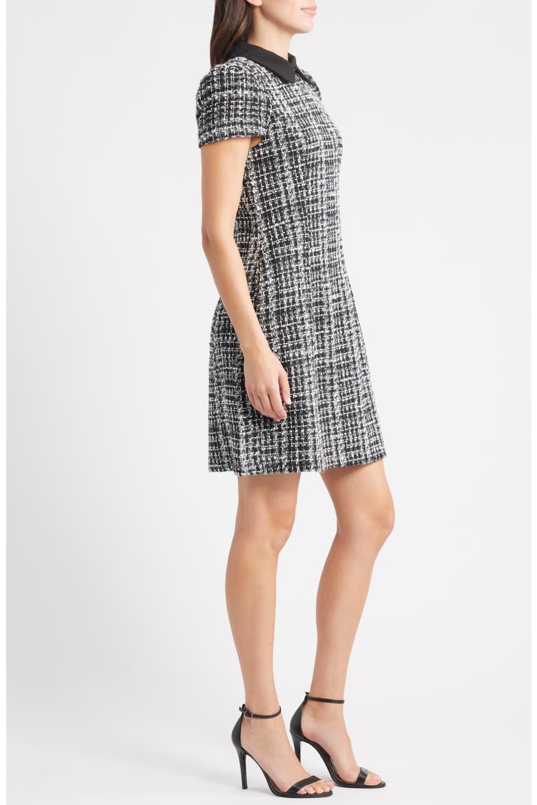 Cap Sleeve Bouclé Tweed Sheath Dress, Alternate, color, BLACK/ WHITE