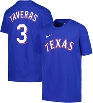 Nike Youth Nike Leody Taveras Royal Texas Rangers Name & Number T-Shirt