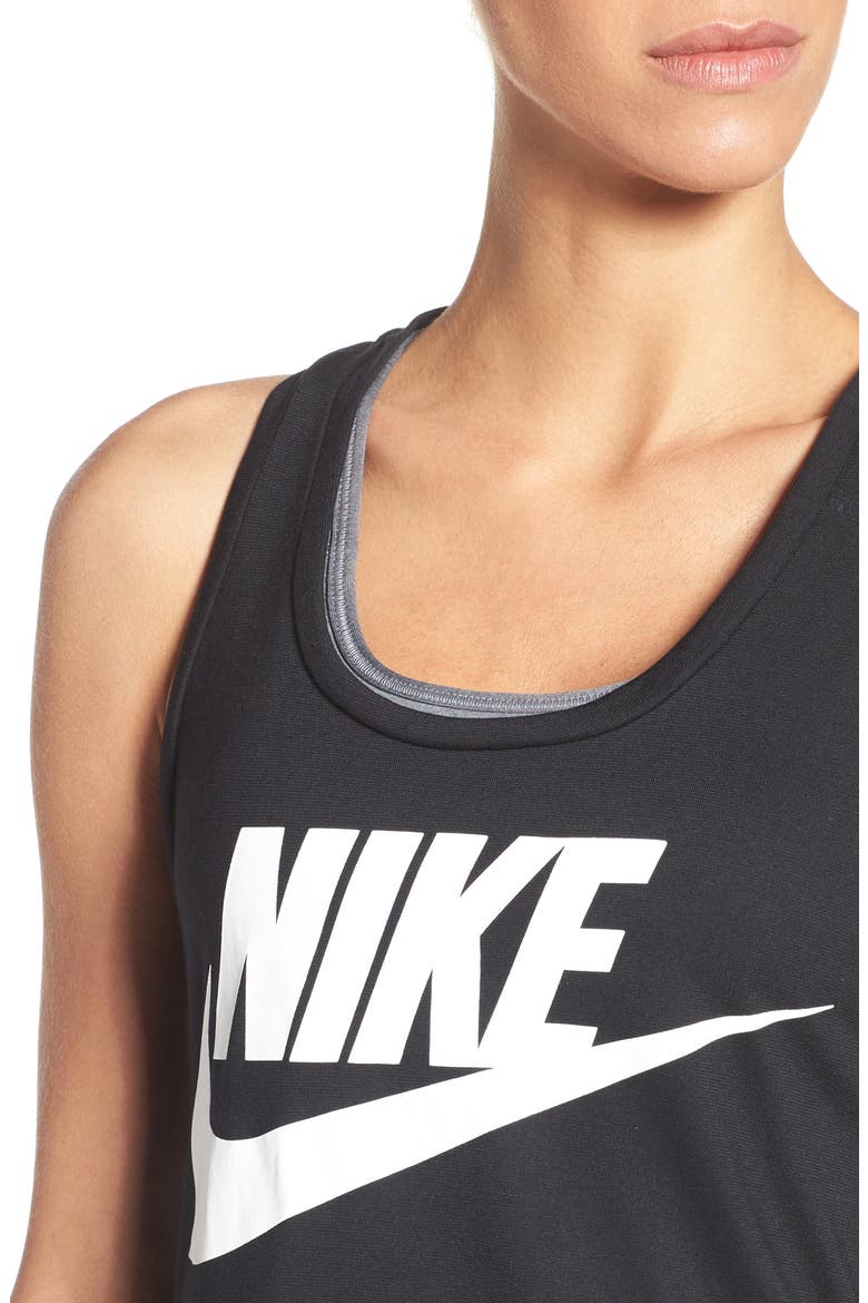 Essential Logo Tank, Alternate, color, BLACK/ BLACK/ WHITE