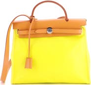 Pre-Owned Hermes Herbag Zip Berline Vache Canvas and Leather 31