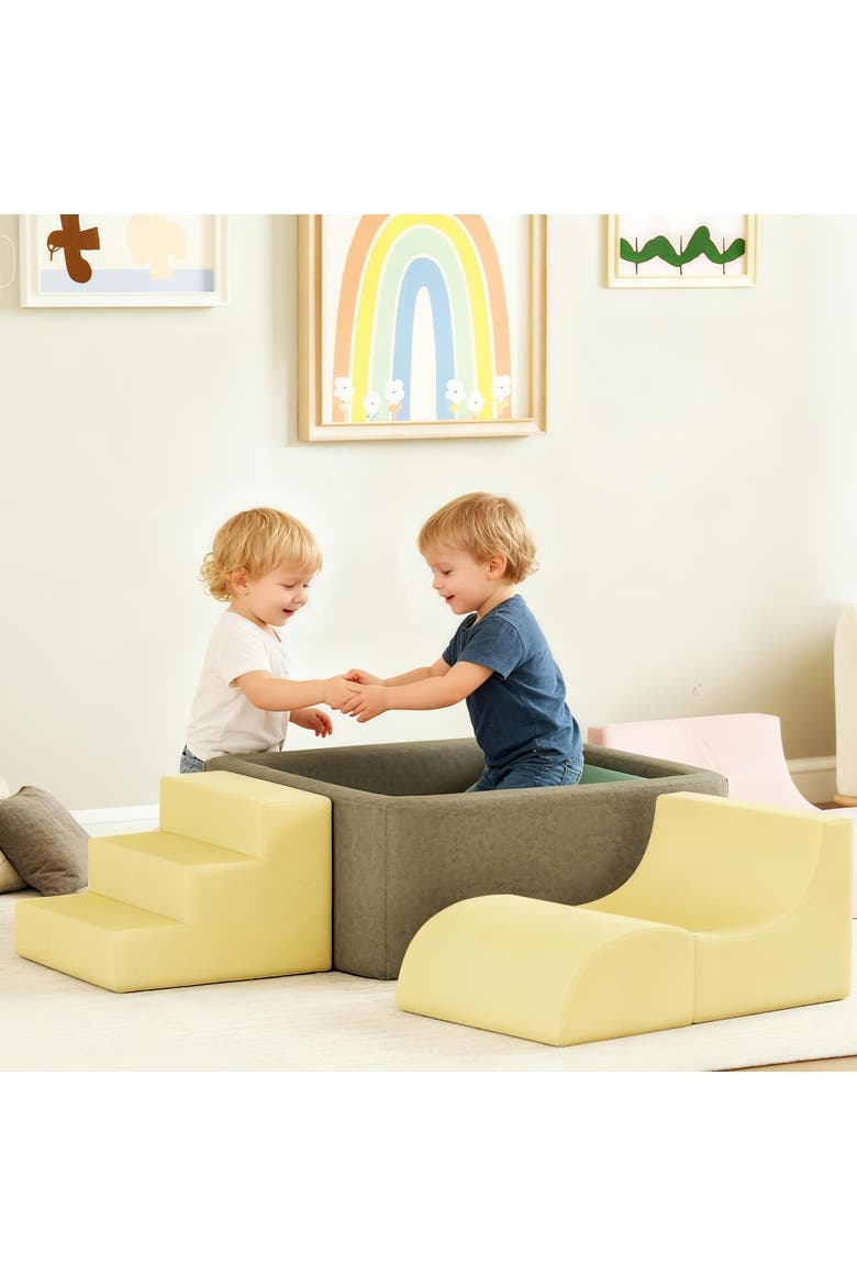 7-Piece Modular Foam Baby Climbing Blocks with 28D High-Density Foam, Corduroy Covers, Indoor Activity Set for 3-6, Multicolor, Alternate, color, Multicolor