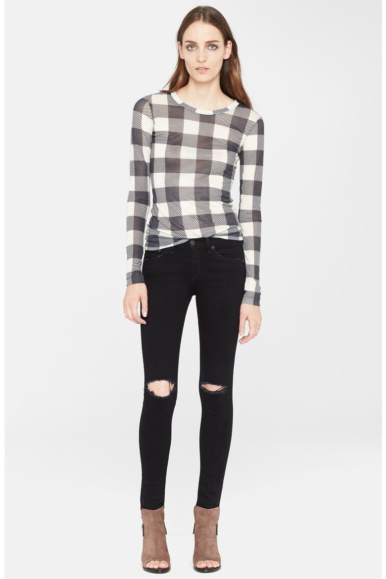rag & bone/JEAN 'The Skinny' Stretch Jeans, Alternate, color, HOLES COAL