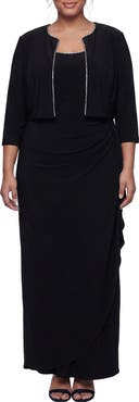 Alex Evenings Empire Waist Matte Jersey Gown with Jacket