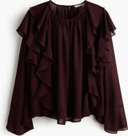 H&M Sheer Flounce-trimmed Blouse