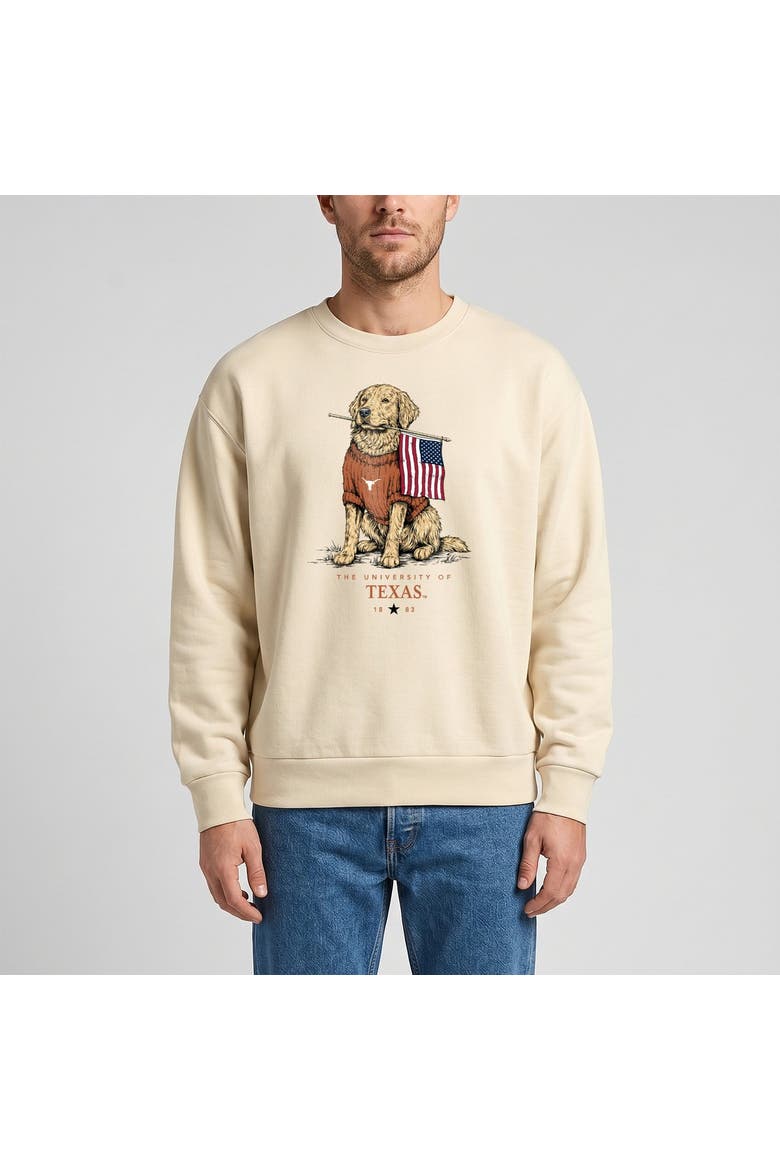 Unisex Uscape Apparel Cream Texas Longhorns Americana Good Boy Ribbed Premium Sweatshirt, Main, color, Cream