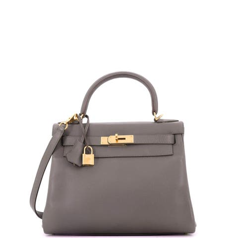 Kelly Handbag Grey Evercolor with Gold Hardware 28