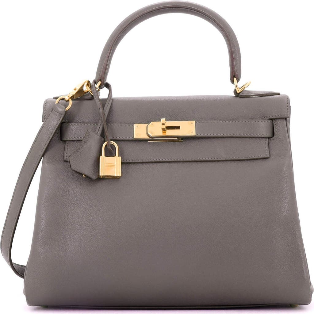 Pre-owned Hermes Hermes Kelly Handbag Grey Evercolor With Gold Hardware 28 In Gray