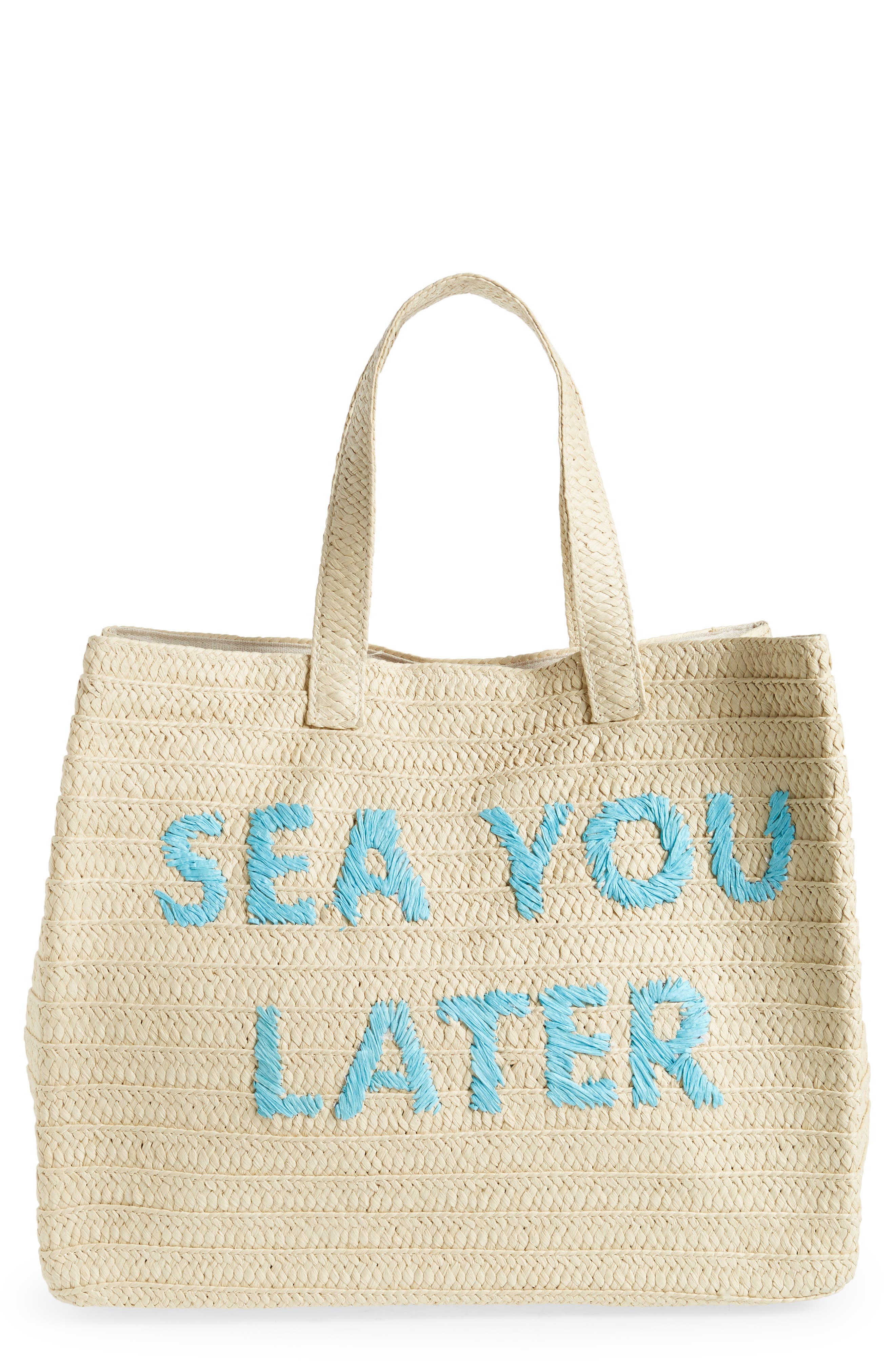 BTB Los Angeles Sea You Later Straw Tote, Main, color, 