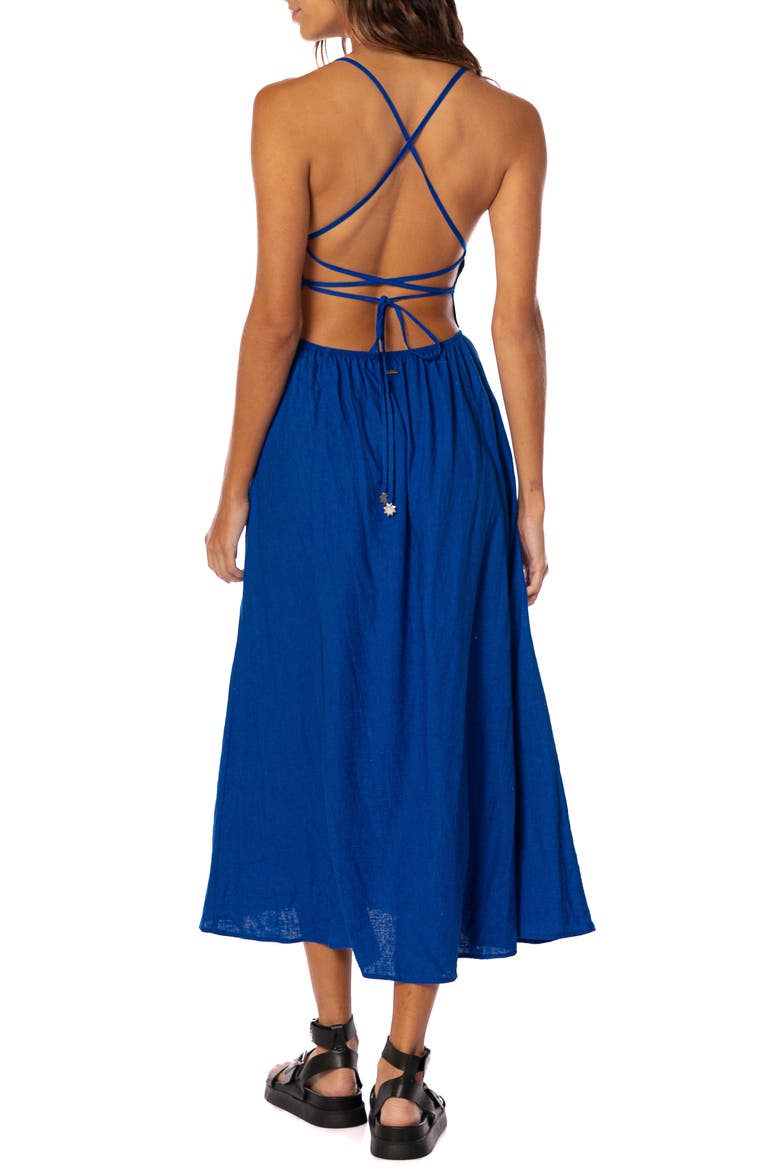Remi Embroidered Open Back Cover-Up Sundress, Alternate, color, BRIGHT BLUE