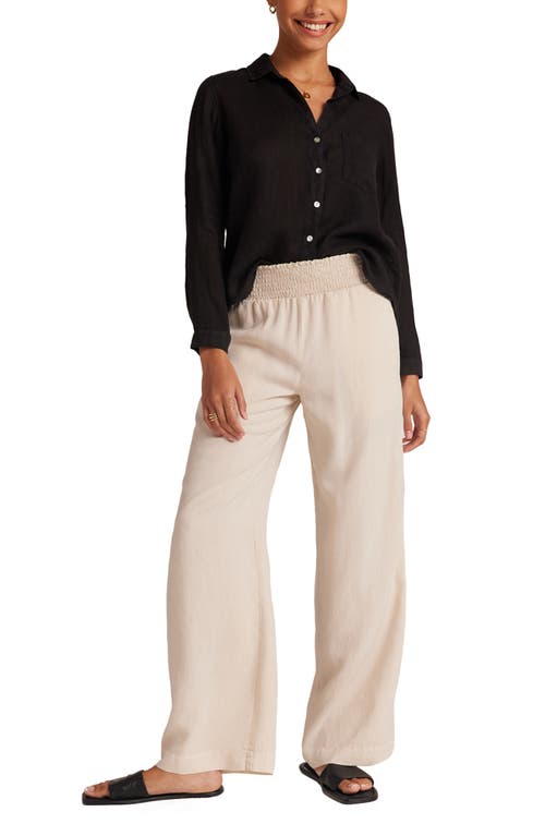 Bella Dahl Smock Waist Wide Leg Pants In White/sand/black